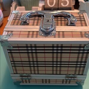 Plaid Storage Box with Metal Accents
